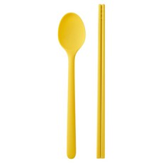 실리팟 성인용 실리콘 수저 세트, 머스타드, 숟가락 + 젓가락, 1세트