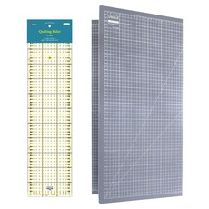 UNIQUE 三折式A1切割墊 + 防滑拼布尺 15 x 60 cm 套組, 混合色, 1套