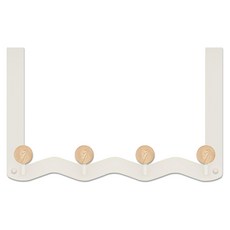 World Clean Wave 免鑽孔衣物門掛架 4鉤, 白色, 1個