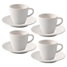 Villeroy&Boch Manufacture Rock Blanc 濃縮咖啡杯 + 專用杯碟 12cm 套組, 白色, 4套