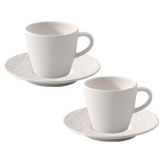 빌레로이앤보흐 매뉴팩처락 블랑 에스프레소 컵 + 컵 전용 소서 12cm 세트, 화이트, 2세트