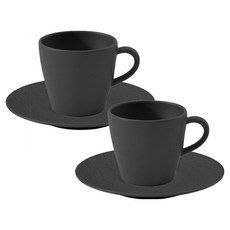 Villeroy&Boch Manufacture Rock 咖啡杯 0.22L + 杯碟 15.5cm 組, 黑色, 2套
