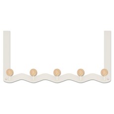 World Clean Wave 免鑽孔衣物門後掛架 5鉤, 白色, 1個