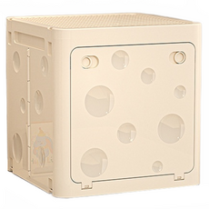 潭愛恩 辦公室書房客廳公仔櫃 便攜式折疊堆疊收納櫃 單色 1層, 奶油白, 1個