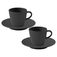 빌레로이앤보흐 매뉴팩처락 에스프레소 컵 + 컵 전용 소서 12cm 세트, 블랙, 2세트
