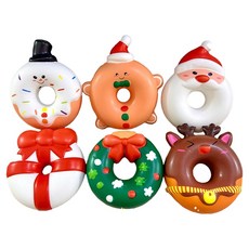PERZOOM 聖誕迷你甜甜圈軟軟公仔, 6個, 隨機出貨