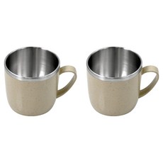 Kitchen U 彩色不鏽鋼馬克杯 200ml, 象牙白, 2個
