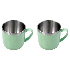 Kitchen U 彩色不鏽鋼馬克杯 200ml, 薄荷綠, 2個