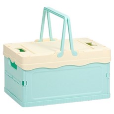 소소앤 접이식 폴딩 뚜껑형 수납 정리함, 크림 +  블루, 1개