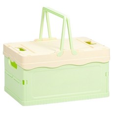 소소앤 접이식 폴딩 뚜껑형 수납 정리함, 크림 + 그린, 1개