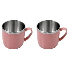 키친유 컬러 스텐 머그컵 200ml, 핑크, 2개 핑크, 2개