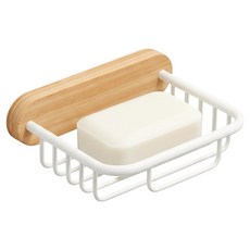 Hanbomnuri 免鑽孔木質裝飾瀝水肥皂架, 白色, 1個