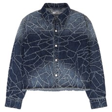 LAB101 男款 CRACK DESTROYED STONE WASH CROP DENIM SHACKET LP1DJK106