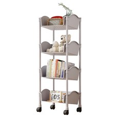 Blue Heart 斜面書架收納推車 4層 33.5 x 25 x 93 cm, 灰色