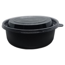 SWAN 拋棄式便當 刨冰 沙拉 圓形容器 170mm 大 黑色 PET, 50個, 1入