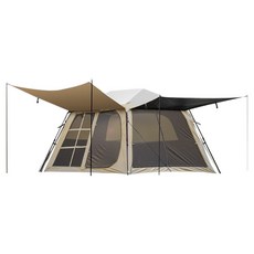 BLACKDOG 개방형 5인 캠핑텐트 하우스 BD018, 베이지, 5인용