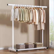 Keriving 堅固耐用移動式雙層升級強化設計鋼製掛衣架, 白色
