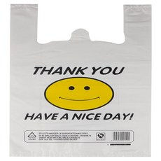 Igeodat 微笑圖案 包裝用及多用途塑膠袋 白底黃色圖案5 35 x 55 cm, 50個, 63L