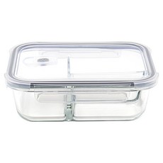 내열유리 직사각 나눔 스팀홀 뚜껑 밀폐용기 3칸, 1個, 1.04L