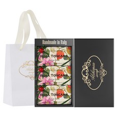 ALCHIMIA Rosa Toscana 托斯卡尼玫瑰香皂 3入 + 黑色禮物盒 + 購物袋, 1個