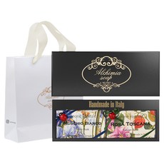 ALCHIMIA 白麝香香皂 200g + 托斯卡尼玫瑰香皂 200g + 黑色禮盒組 + 提袋, 1套
