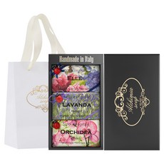 알카미아비누 비누 엘르 200g + 라벤다 200g + 올키디아 200g + 선물상자 블랙 세트 + 쇼핑백, 1세트