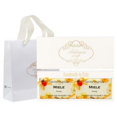 ALCHIMIA Miel香皂 2入 + 象牙白禮盒 + 購物袋, 1個
