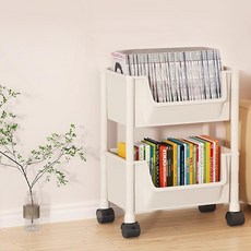 Cusor 移動式多層收納整理架推車, 白色, 2層