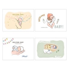 From&To 懷孕宣佈卡片 4款組合 FT401, 混合顏色, 1套