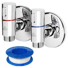 bathking Y-net Basking Pro 超薄冷熱水閥門 2件組, 藍色, 紅色, 1套