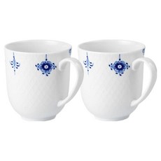 로얄코펜하겐 팔메테 블로썸 머그컵 280ml, 블루 + 화이트, 2개