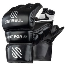 Sanabul Essential MMA 開指沙包手套 雙手配戴套組, 黑色 + 銀色, 1套