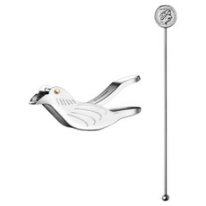 WAGENSTEIGER 居家調酒 鳥形檸檬榨汁器+圓頭搗棒 銀色套組, 1套