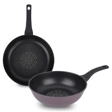 Kitchen Art 頂級粉彩不沾鍋2件組, 1套, 平底鍋 26cm + 炒鍋 26cm, 混和顏色