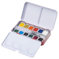 Sina Art 水彩固體顏料 12色 旅行鐵盒 + 水筆套組