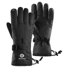 AMOLRIGHT 2 滑雪冬季防寒防風滑雪板手套, 黑色, 1個