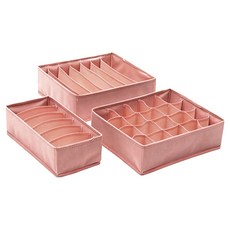 ANTIAN 透氣多格襪子/內褲/內衣收納盒 3入組, 藕粉色, 1組