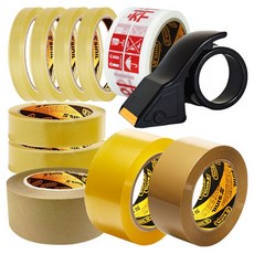 Sinil Tape 文具膠帶 12mm x 4p 文具膠帶 24mm x 2p 80m 封箱膠帶 透明 黃色 紙膠帶 40m 小心輕放印刷膠帶 40m Zero膠帶切割器, 混合, 1個