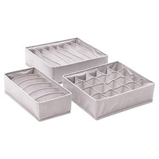 ANTIAN 透氣多格襪子/內褲/內衣收納盒 3入組, 灰色, 1組