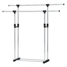 小白家 無輪移動式落地雙層衣架, 黑色