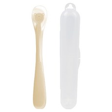 SiliPot 鉑金矽膠幼兒湯匙 + 收納盒, 1套, 小麥黃