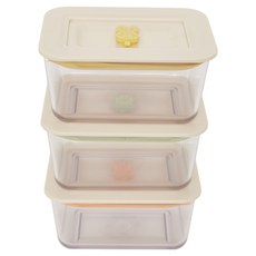 네스틱 토끼 볼 직사각 이유식용기 3종 세트, 350ml, 혼합색상, 1세트