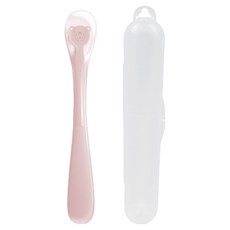 SiliPot 鉑金矽膠幼兒湯匙 + 收納盒, 1套, 豆沙粉