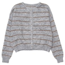 Lalaon 女款保暖羊毛針織條紋圓領開襟衫 25TSP3197