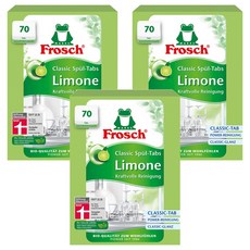 Frosch 德國小綠蛙 綠檸檬經典洗碗機專用洗碗錠 70入, 1.05kg, 3個