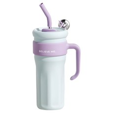 Shenglan 晟瀾 保冷保溫巨無霸大容量保溫杯 附吸管, 1個, 1200ml, 淺藍色 + 淺紫色