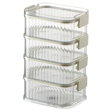 可搭多層密封罐, 蓋子(灰色扣) 4個 + 1L透明罐身 4個, 1套