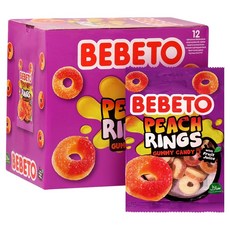 BEBETO 水蜜桃風味戒指軟糖 12入, 1個, 80g
