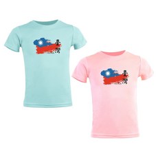 MI MI LEO 台灣製 國旗印花吸排T恤 T26 2件組, 淡綠色 + 淡粉色