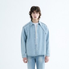 LAB101 男士 TUCKED LINE 皺褶水洗丹寧襯衫式外套 LO1DJK107